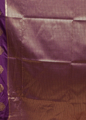 Purple Dupion Silk Saree With Blouse Piece