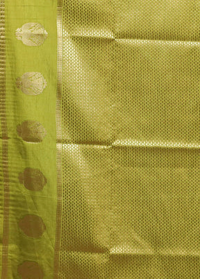 Green Dupion Silk Saree With Blouse Piece