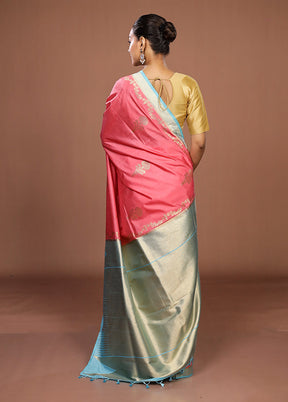 Pink Dupion Silk Saree With Blouse Piece