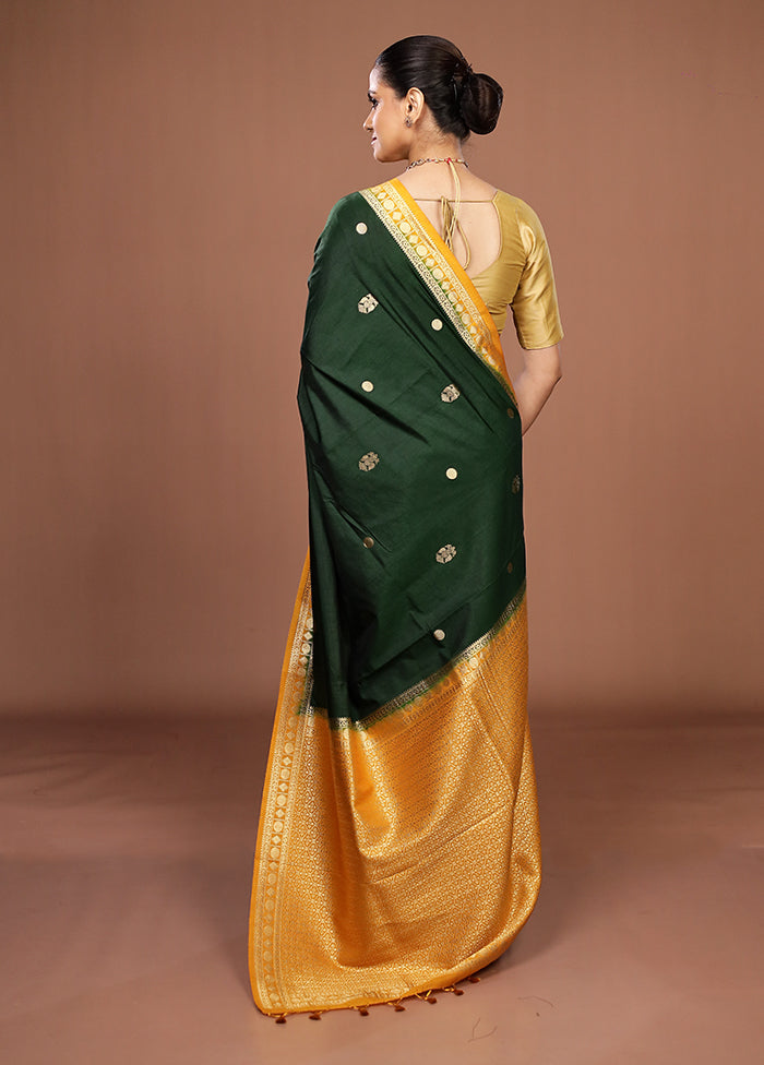 Green Dupion Silk Saree With Blouse Piece