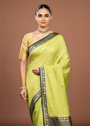 Green Dupion Silk Saree With Blouse Piece