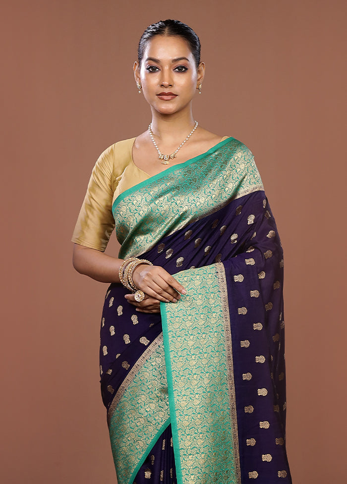 Purple Dupion Silk Saree With Blouse Piece