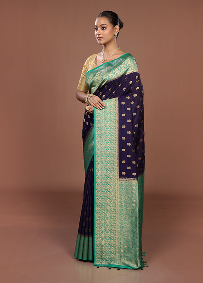 Purple Dupion Silk Saree With Blouse Piece