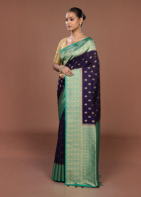 Purple Dupion Silk Saree With Blouse Piece