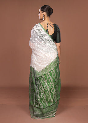 White Jamdani Cotton Saree Without Blouse Piece