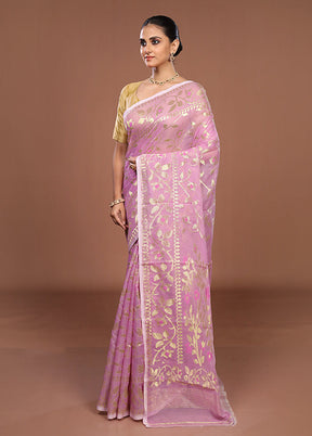 Pink Jamdani Cotton Saree Without Blouse Piece