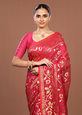 Pink Jamdani Cotton Saree Without Blouse Piece