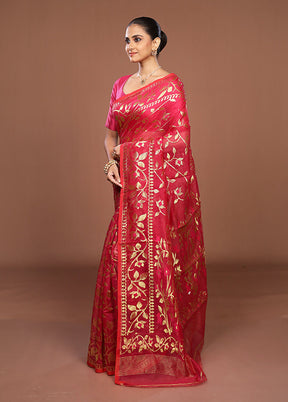 Pink Jamdani Cotton Saree Without Blouse Piece