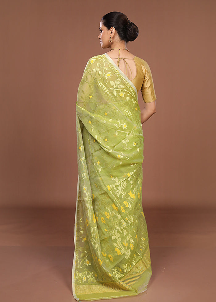 Green Jamdani Cotton Saree Without Blouse Piece
