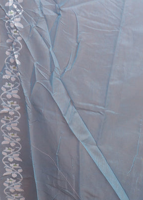 Blue Jamdani Cotton Saree Without Blouse Piece
