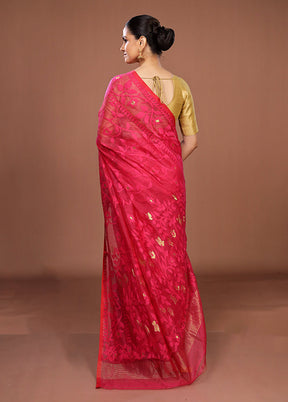 Pink Jamdani Cotton Saree Without Blouse Piece