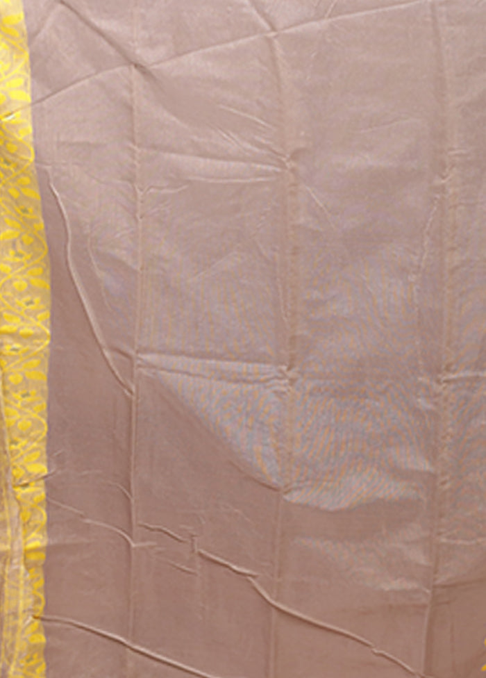 Grey Jamdani Cotton Saree Without Blouse Piece