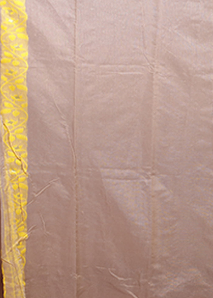Cream Jamdani Cotton Saree Without Blouse Piece