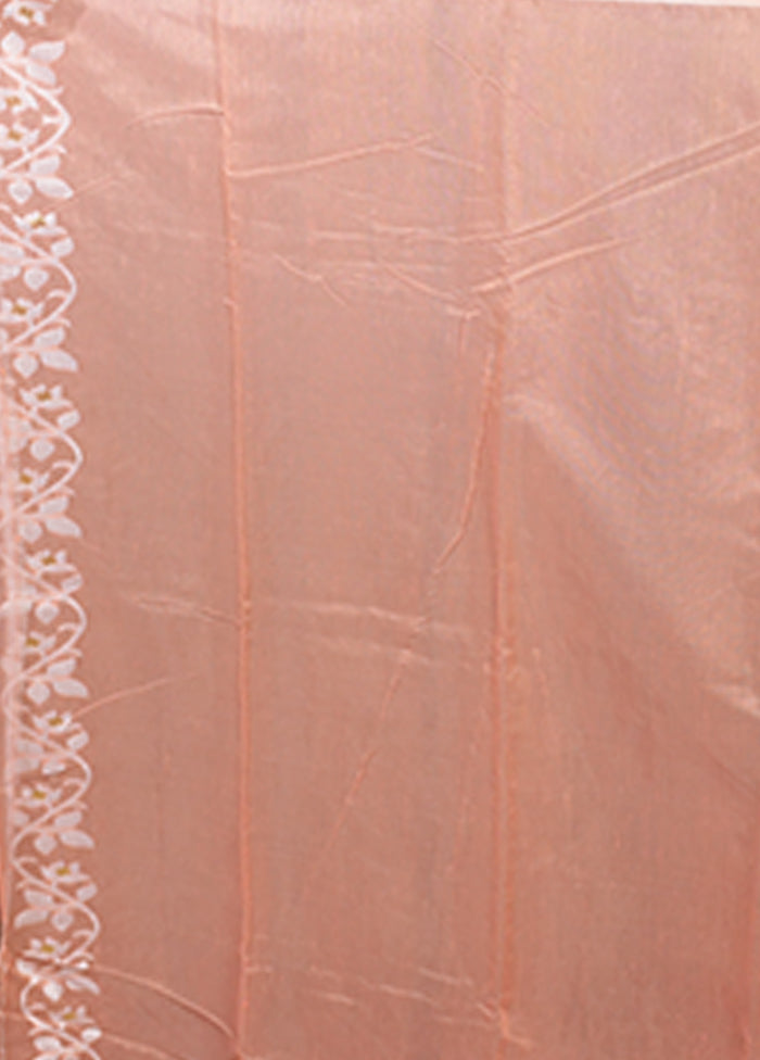 Orange Jamdani Cotton Saree Without Blouse Piece