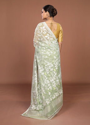 Green Jamdani Cotton Saree Without Blouse Piece