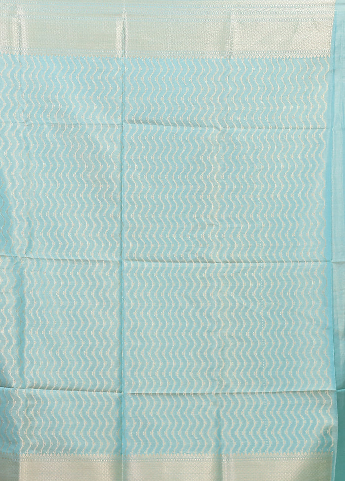 Blue Dupion Silk Saree With Blouse Piece