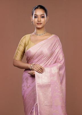 Pink Dupion Silk Saree With Blouse Piece