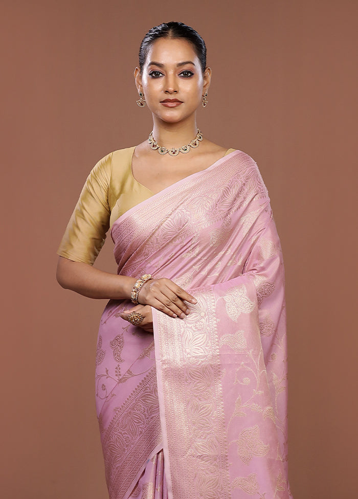 Pink Dupion Silk Saree With Blouse Piece