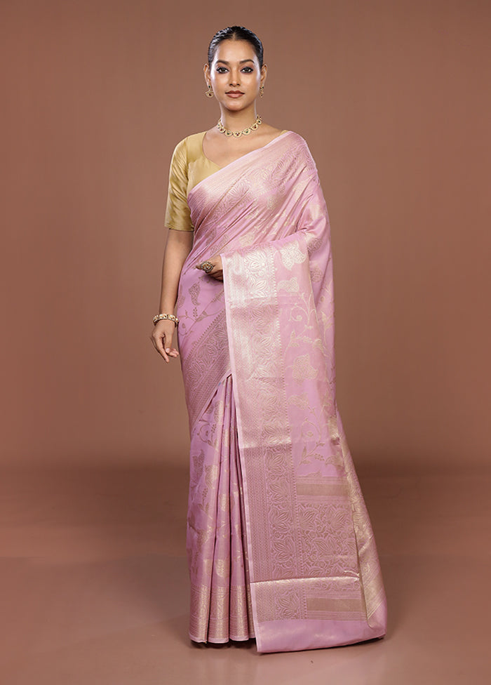 Pink Dupion Silk Saree With Blouse Piece