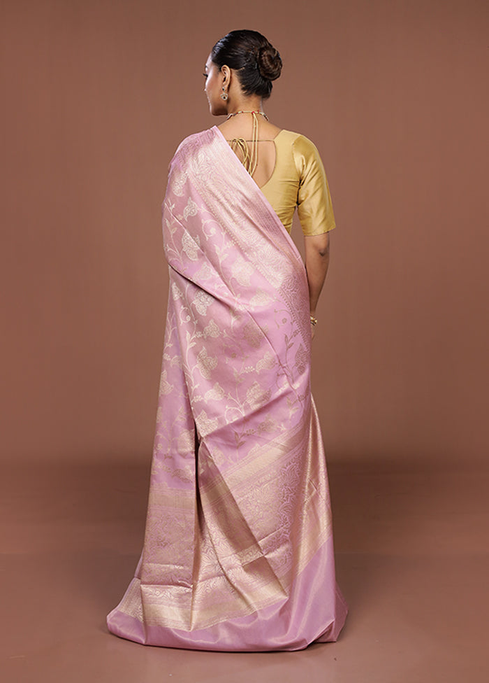 Pink Dupion Silk Saree With Blouse Piece
