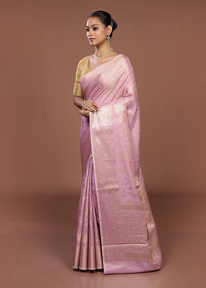 Pink Dupion Silk Saree With Blouse Piece
