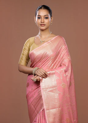 Pink Dupion Silk Saree With Blouse Piece