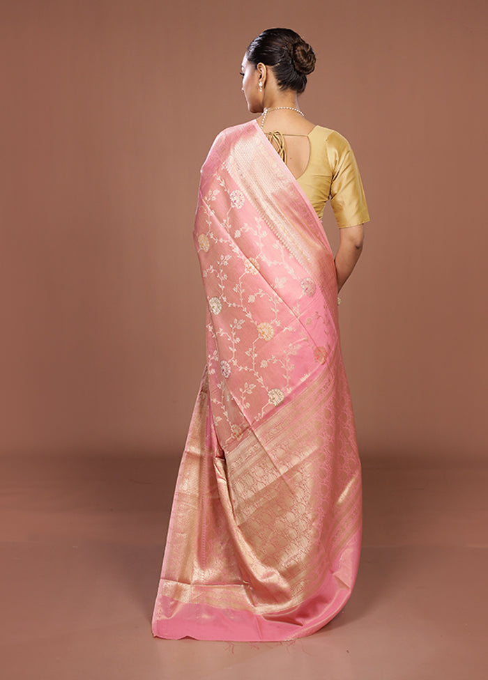 Pink Dupion Silk Saree With Blouse Piece