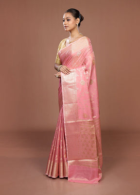 Pink Dupion Silk Saree With Blouse Piece