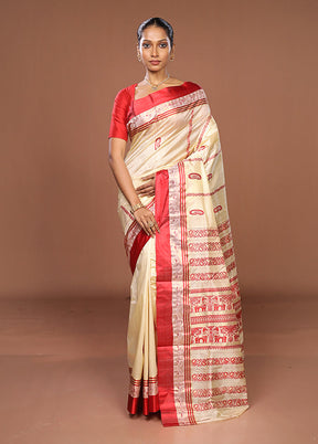 White Garad Pure Silk Saree Without Blouse Piece