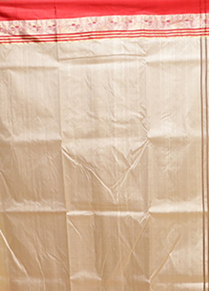 White Garad Pure Silk Saree Without Blouse Piece