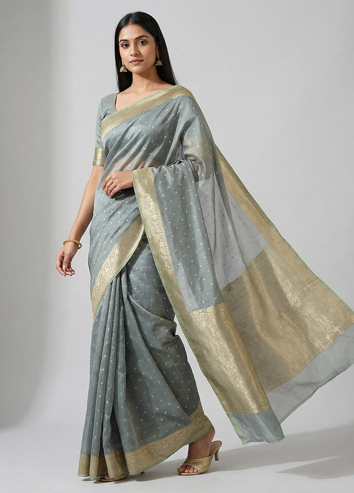 Green Kora Silk Saree With Blouse Piece