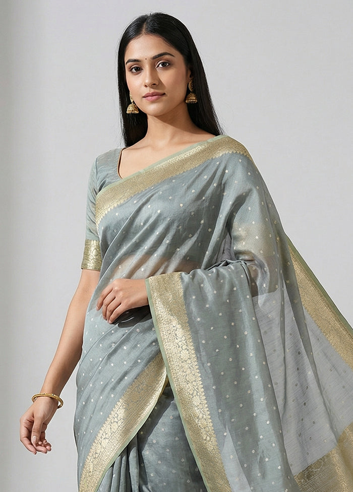 Green Kora Silk Saree With Blouse Piece