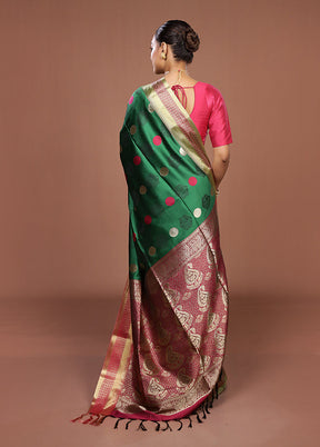 Green Kanjivaram Silk Saree With Blouse Piece