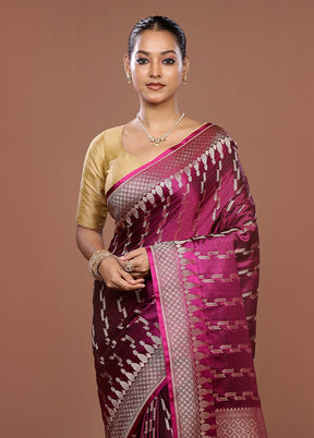 Pink Katan Silk Saree With Blouse Piece