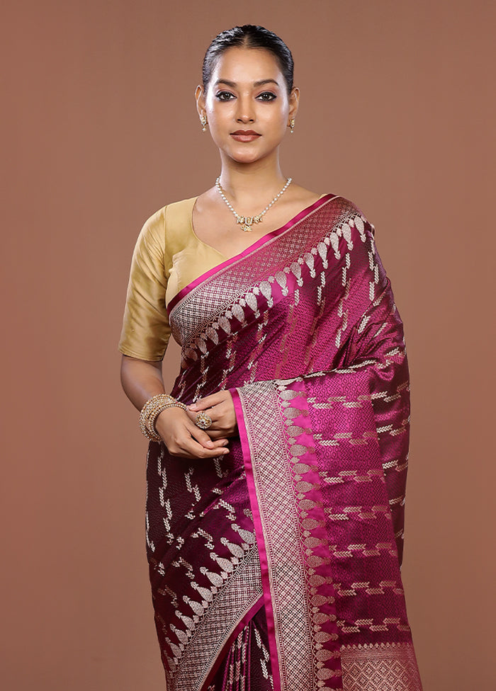 Pink Katan Silk Saree With Blouse Piece