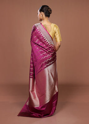 Pink Katan Silk Saree With Blouse Piece