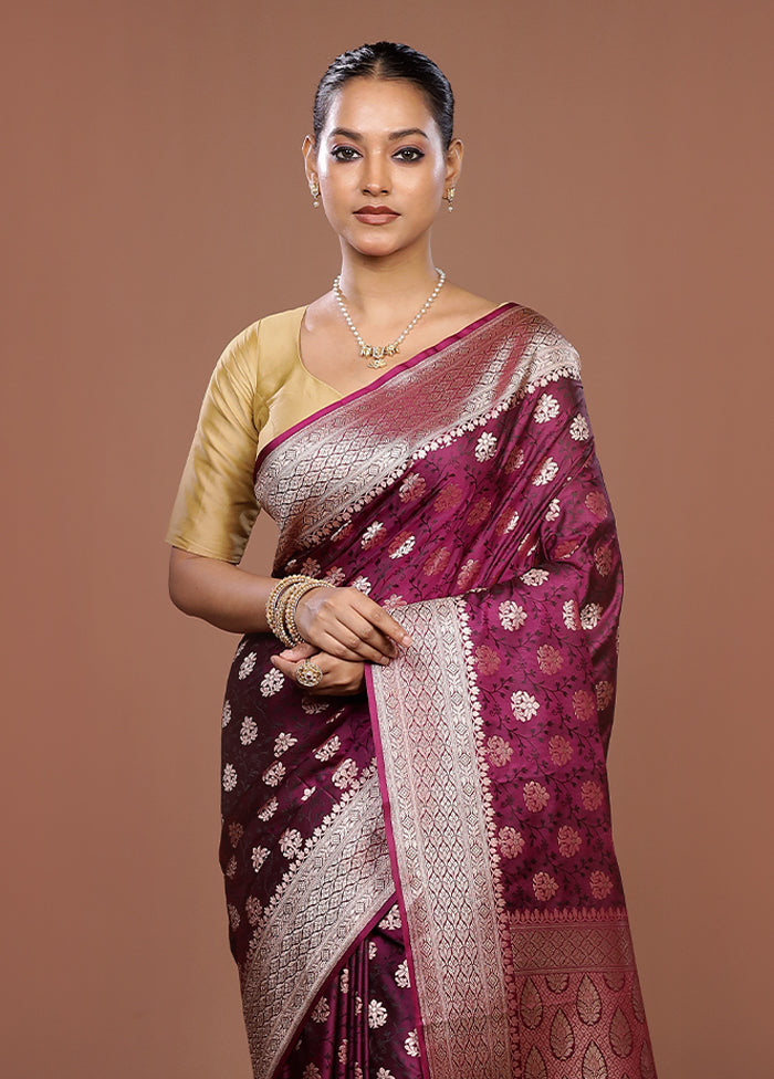 Purple Katan Silk Saree With Blouse Piece