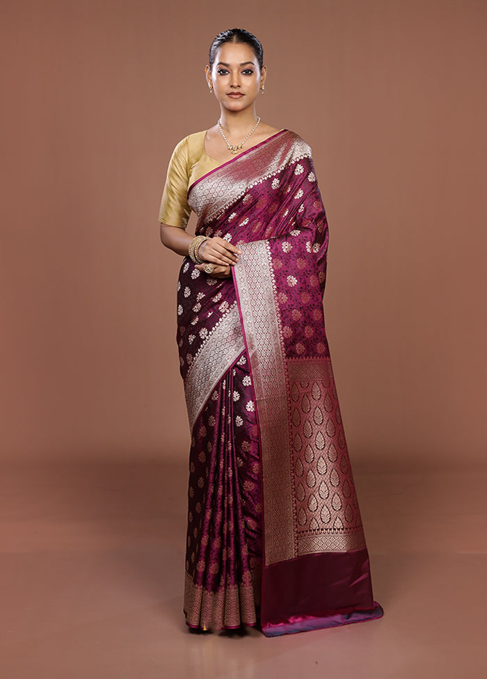 Purple Katan Silk Saree With Blouse Piece