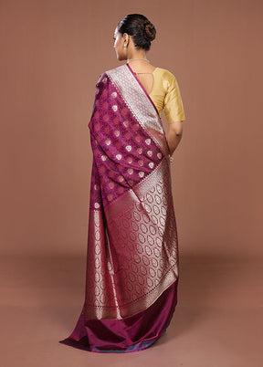 Purple Katan Silk Saree With Blouse Piece