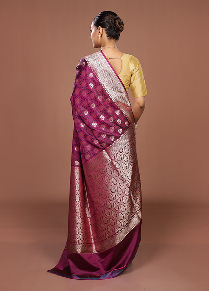Purple Katan Silk Saree With Blouse Piece