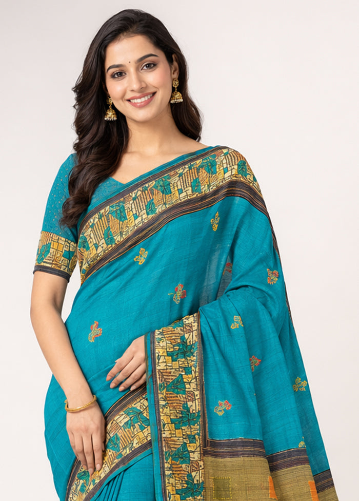 Cream Handloom Tussar Pure Silk Saree With Blouse Piece