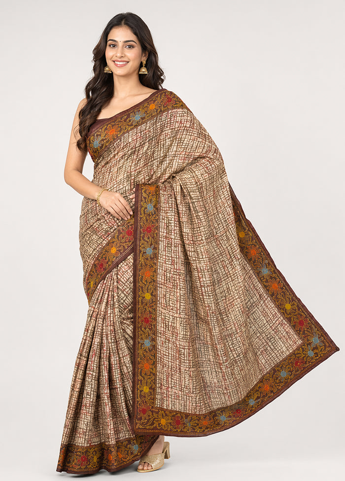 Multicolor Handloom Tussar Pure Silk Saree With Blouse Piece
