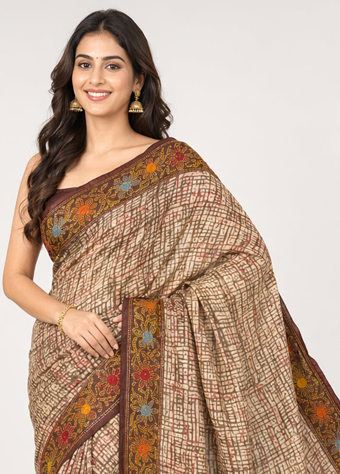 Multicolor Handloom Tussar Pure Silk Saree With Blouse Piece