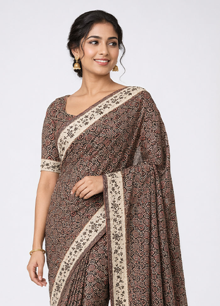 Cream Handloom Tussar Pure Silk Saree With Blouse Piece