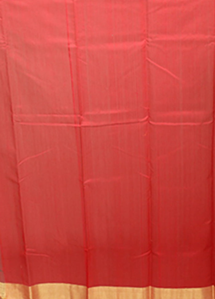Red Chanderi Silk Saree With Blouse Piece