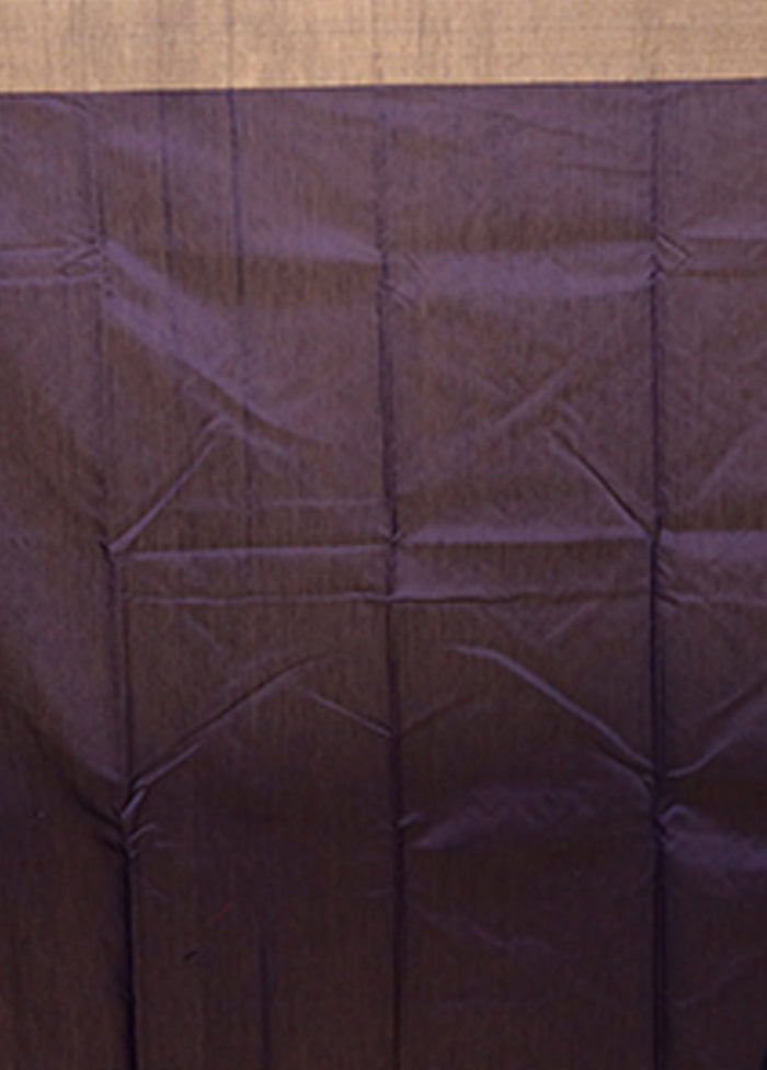 Purple Handloom Chanderi Pure Silk Saree With Blouse Piece