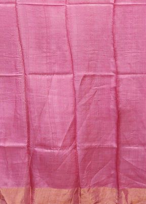 Yellow Handloom Tussar Pure Silk Saree With Blouse Piece