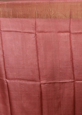 Pink Handloom Tussar Pure Silk Saree With Blouse Piece