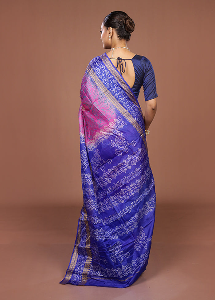 Pink Printed Pure Silk Saree Without Blouse Piece