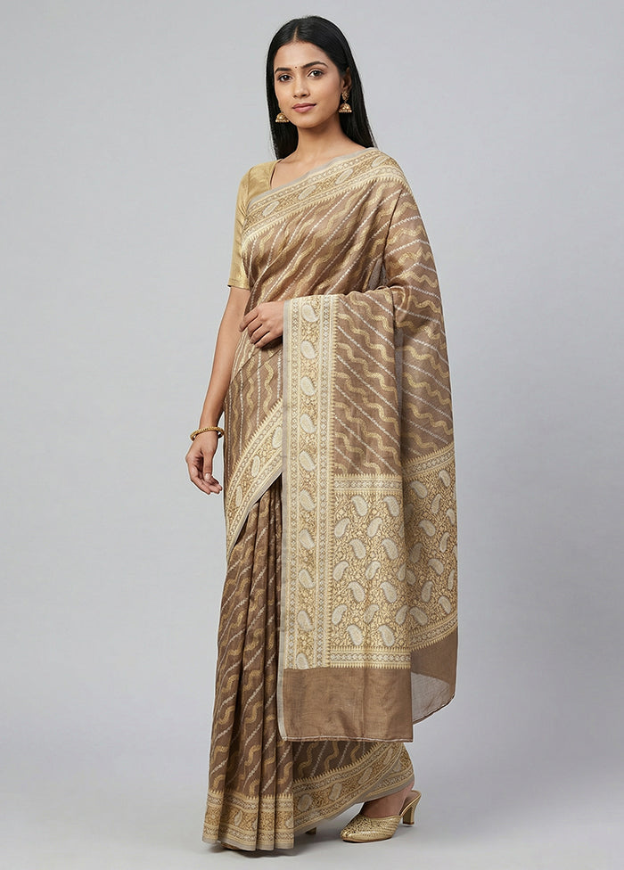 Cream Tissue Silk Saree With Blouse Piece